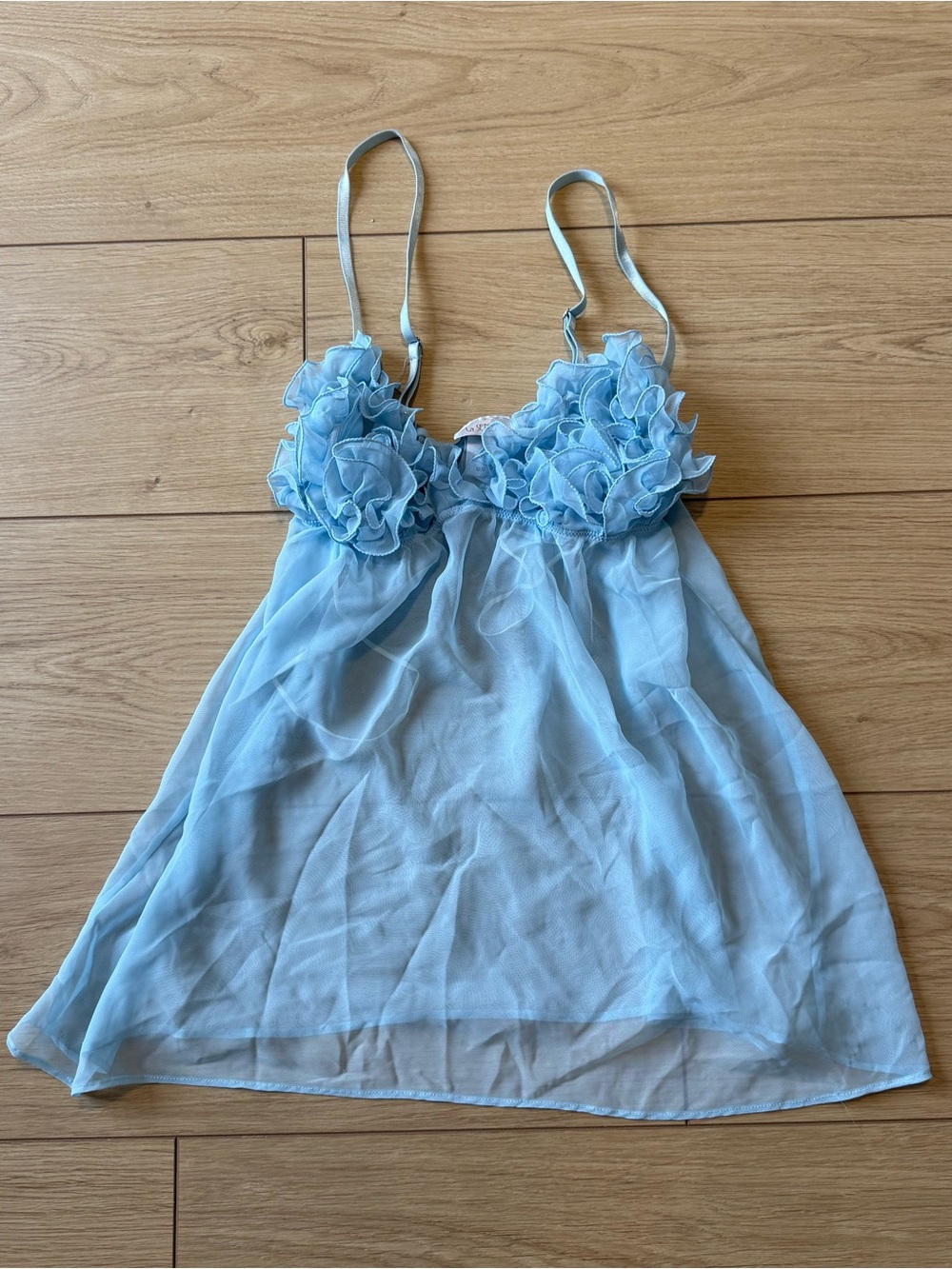 La SENZA Light Blue Chiffon Floral Babydoll Chemise